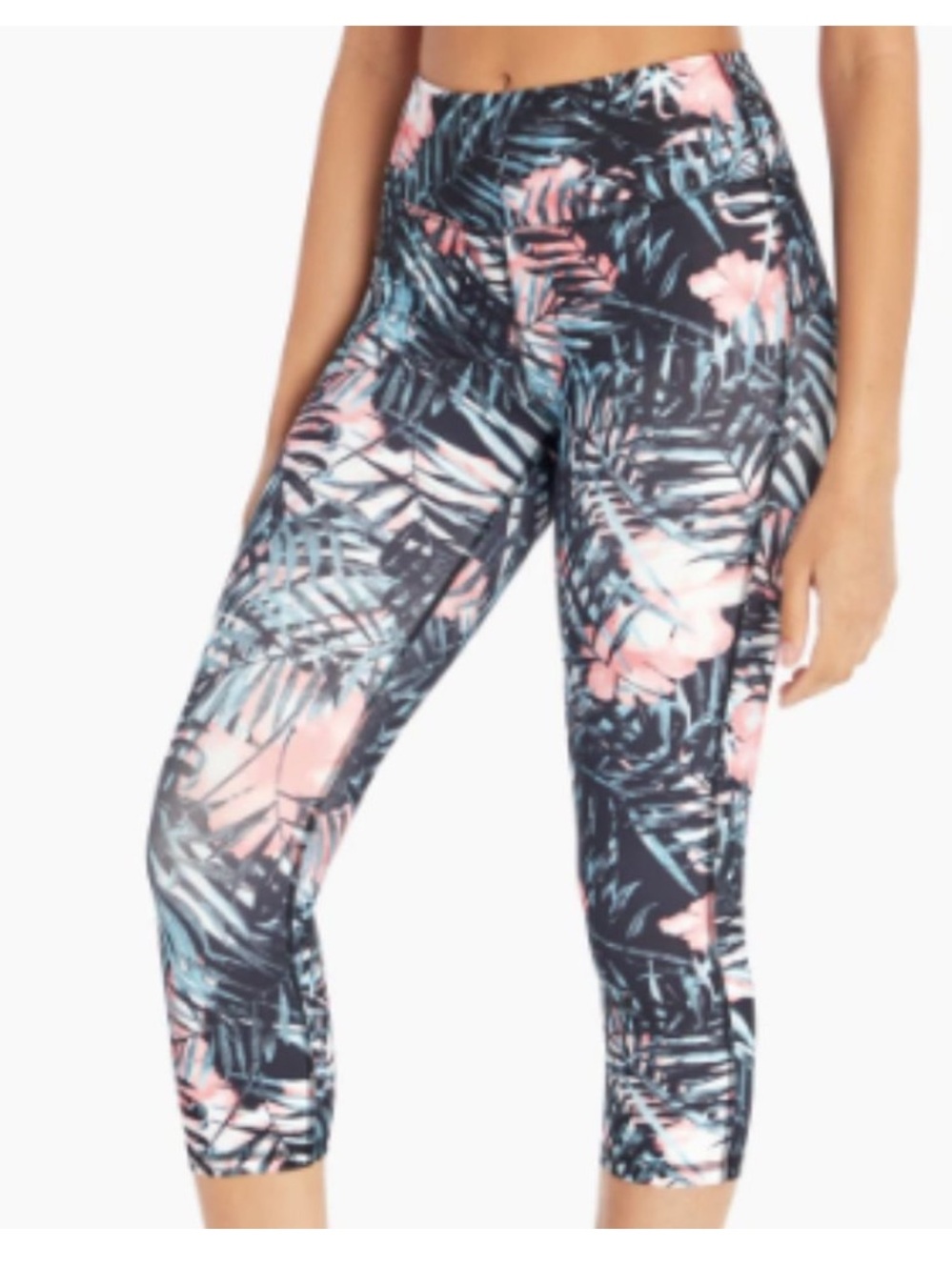Marika Tropical Palm Print Capri Leggings, XL